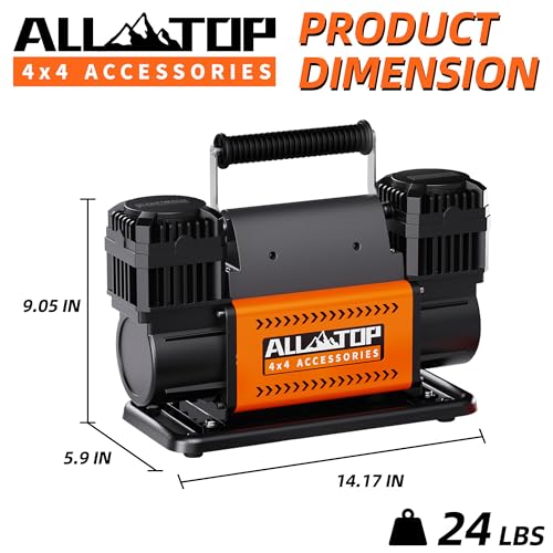 All-Top ATACR300 Air Compressor Kit, Dual Cylinder 12V Portable Inflator 12.35 Ft³/Min, Offroad Air Compressor Pump For Truck Tires, Heavy Duty Max 150 Psi thumb #2