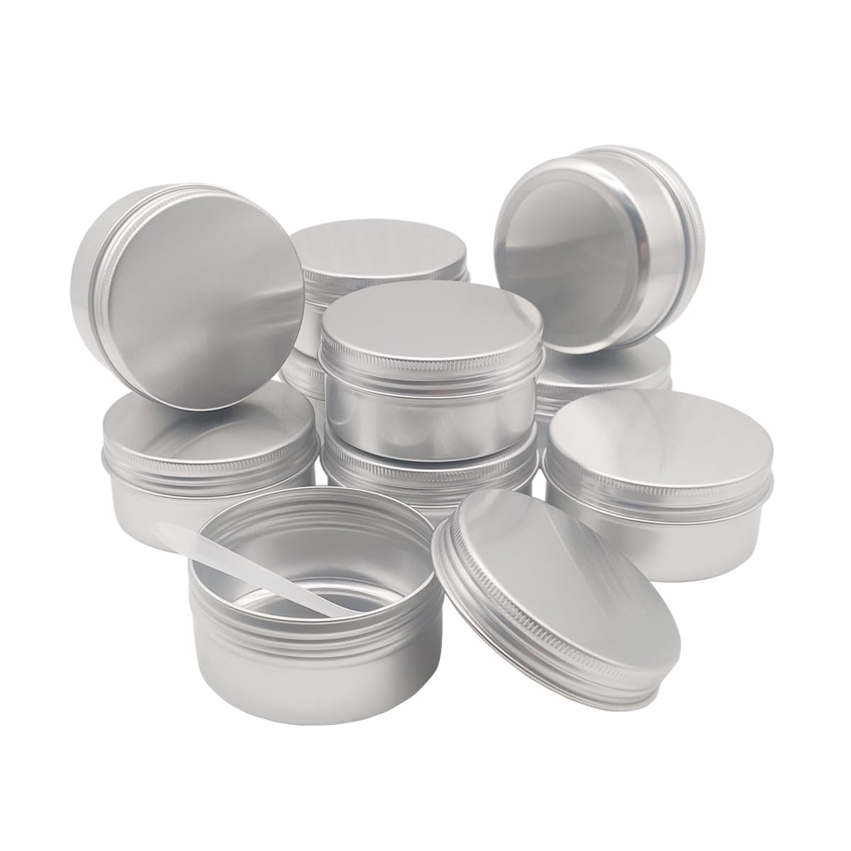 Okrągłe puszki na balsam do ust, 80 ml, 80 gramów, aluminiowy pojemnik na próbki kosmetyczne z zakręcaną pokrywką, 80 g, srebrne, metalowe, puste słoiki do przechowywania, na maści, balsamy