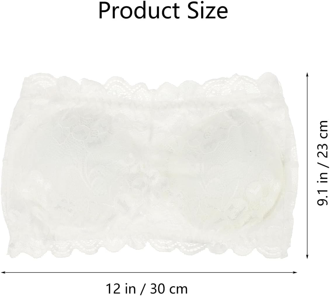 Strapless Lace Bandeau Bra Padded Removable Seamless Tube Bra with 3-Row Buckles Breathable Stretch for Women Off-Shoulder Tops Summer Black - Image 6