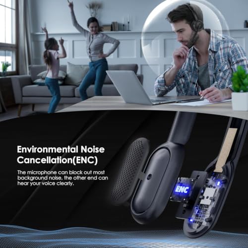 Image of Upgrade ANC & ENC Wireless Headset with Mic for Work(Flip-to-Mute & Dongle) | Headset with Microphone for PC, Bluetooth 5.4 Noise Cancelling Headphones with Mic for Call Center /Home /Computer /Phones