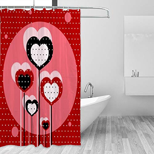 Rideau de douche imperméable textile de qualité supérieure cœur rouge - 2