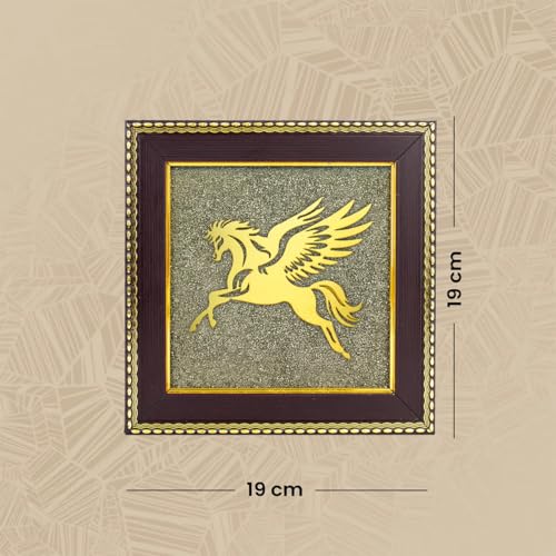 Image of Astrotalk Flying Horse on Raw Pyrite Frame | Powerful Vastu Decorative Item | Pyrite Stone Brings Wealth, Luck & Success | Elegant Home Decor & Wall Decor Item for Living Room or Office