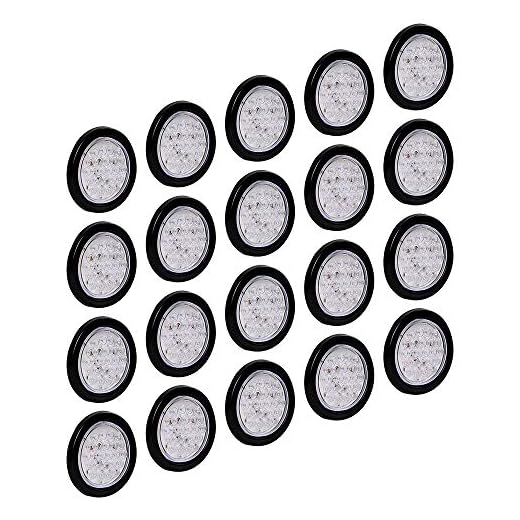 Astra Depot 20PCS 4" Round RED 24-LED CLEAR Lens Tail Lights Stop Brake Running Park Lamps Grommet & Plug for Truck Trailer RV ATV UTV Boat