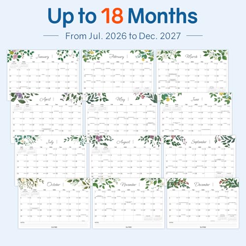Image of SUNEE Desk Calendar 2026-2027 17 inch x 12 inch, 18 Month Calendar Jul. 2026 - Dec. 2027, Calendar 2026-2027 With Notes, for Planning, Organizing in Family, School or Office - Greenery