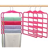Closet Organizers And Storage,3 Pack Velvet Pants Hangers Space Saving,Non Silp 5 Tier Scarf Jeans Organizer,D