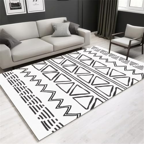 Alfombra infantil lavable gris de 50x80cm con patrón de triángulos 2