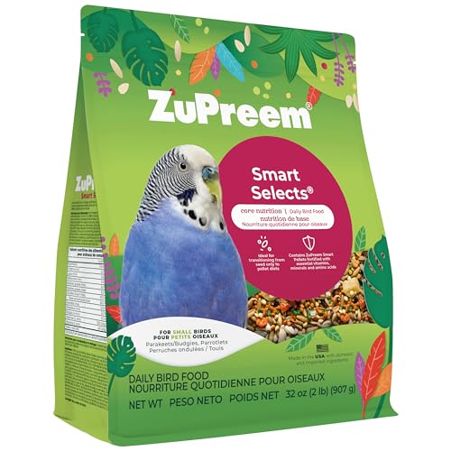 ZuPreem Smart Selects Daily Bird Food for Parakeet, Budgie, Parrotlet, Dove, Bird Pellets and Seed...
