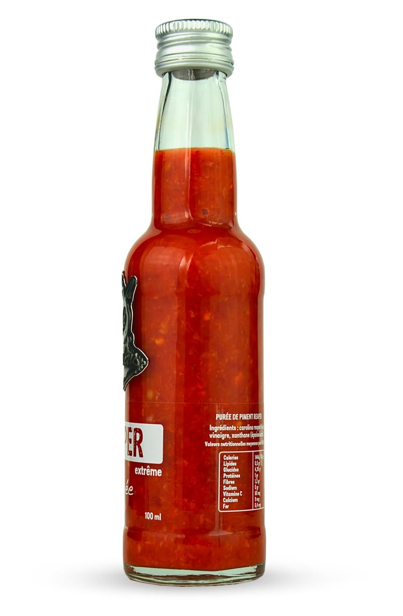 Purée de piment Carolina Reaper piment le plus fort du monde Hellicious fabriquée en France - sauce extrême
