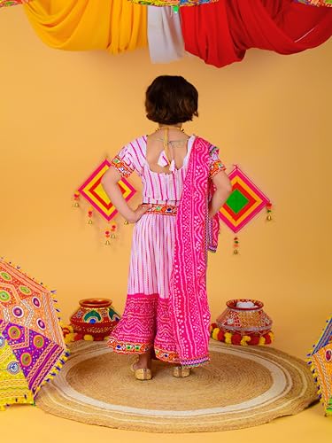 Image of AHHAAAA Kids Ethnic Ghoomar Lehenga Choli-Chania Choli with Dupatta Set for Baby Girls Y0033