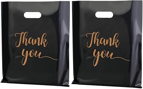 KUPOO 100 bolsas de mercancía de agradecimiento, bolsas de compras de 12 x 15 pulgadas con asa, bolsas de compras para pequeñas empresas, regalos,