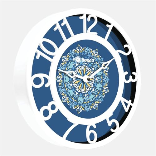 Image of Bosco Modern Non Ticking Silent, Royal Blue dial with White Border, 20 CM Table Cum Round Wall Clock for Home, Living Room, Bed Room, Office and Kitchen - BWC-1206