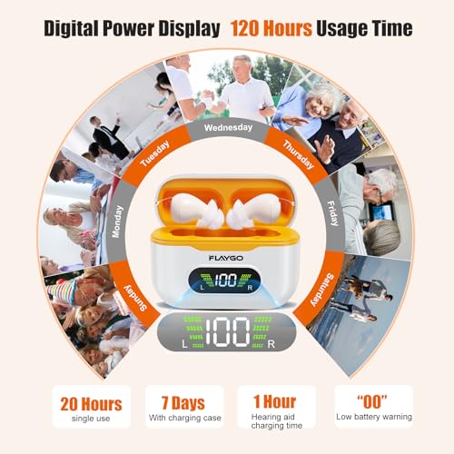 Flaygo Pro Hearing Aids for Seniors with Intelligent Auto-Noise Cancelling (Not Amplifiers),Rechargeable Digital OTC with 32-Channel, Super Mini,7-Day Standby,Battery Digital Display&UV Sterilization - Thumbnail 3