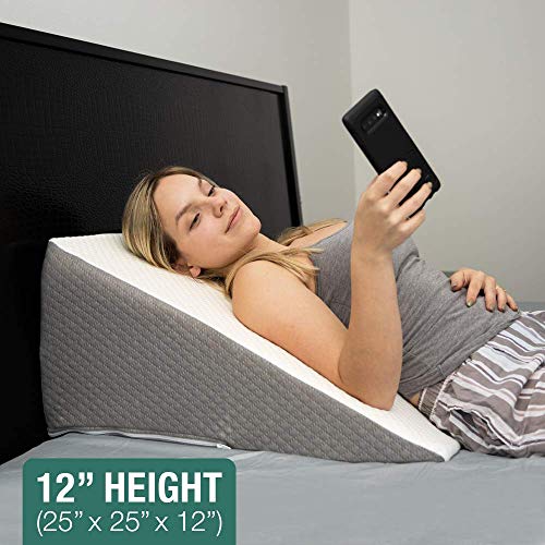 Kӧlbs Bed Wedge Pillow With Memory Foam Top | Stylish Chic Jacquard Cover | 12 Inch Height For Sleeping And Acid Reflux, Heartburn, And Gerd #TOP2
