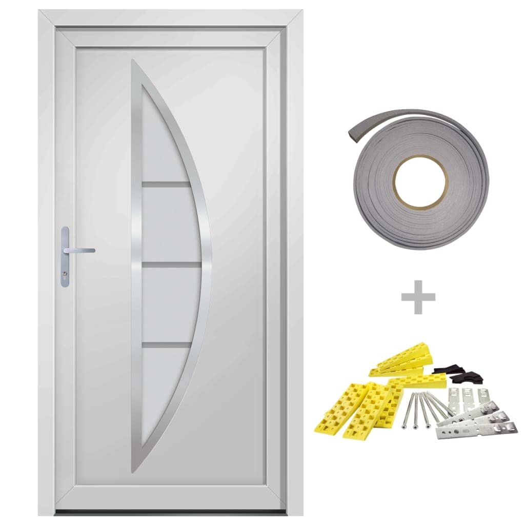 Generico Porta Ingresso Bianca 108x200 cm in PVC,Articoli di ferramenta,Materiali da Costruzione,Porte,Porte di casa-3187865
