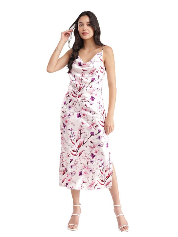 Image of FableStreet Floral Slip Dress - White and Purple