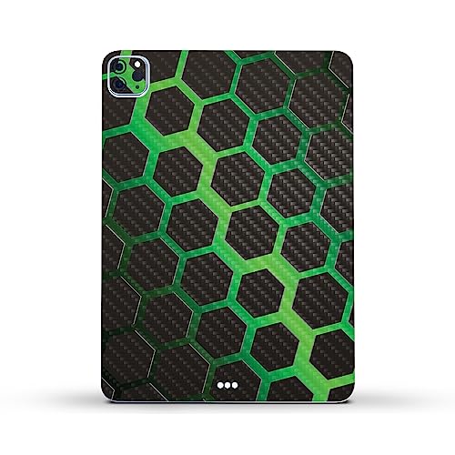 Image of MightySkins Carbon Fiber Skin Compatible with Apple iPad Pro 11 inch M2 4th Gen (2022) Full Wrap Kit - Green Hex | Protective, Durable Textured Carbon Fiber Finish | Easy to Apply | Made in The USA