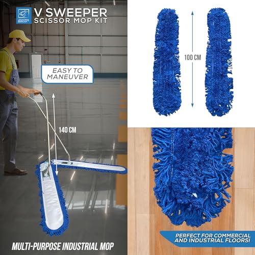 100cm V-Shaped Scissor Sweeper Mop – Hard Floor Cleaner with Washable Industrial Mop Head for Efficient Dust Pickup – Commercial Sweeping Broom for Warehouse Cleaning 6 100cm V-Shaped Scissor Sweeper Mop – Hard Floor Cleaner with Washable Industrial Mop Head for Efficient Dust Pickup – Commercial Sweeping Broom for Warehouse Cleaning - Image 6