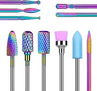 URAQT Bity do elektrycznej frezarki do paznokci, 11 sztuk bitów z węglika wolframu, bity do paznokci, do żelu akrylowego, manicure, pedicure i użytku domowego