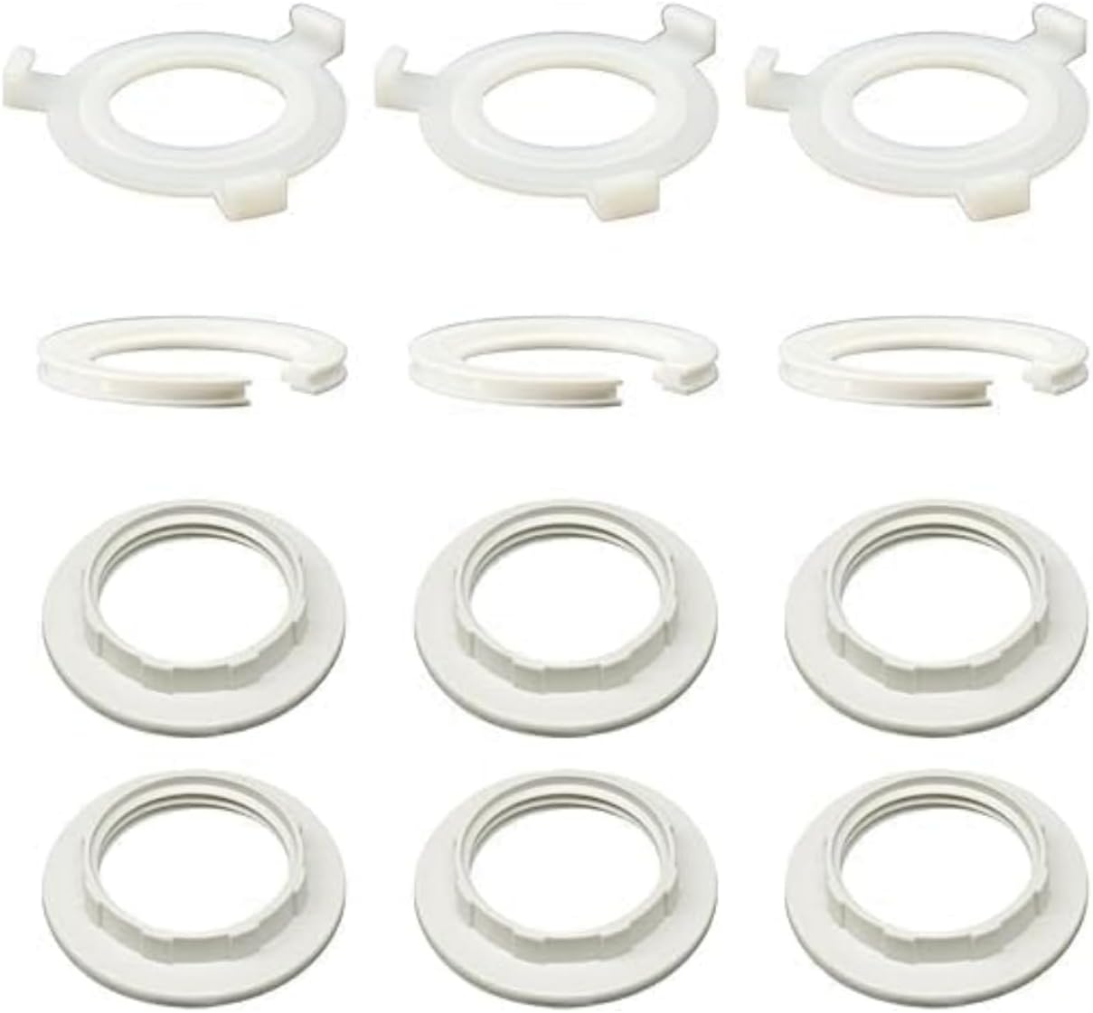 E27 to E14 Lamp Shade Reducer Ring, Plastic White Lampshade Adapter Converter Washer, Secure Fit Socket Replacement for Table Lamps, Ceiling Lights & Pendant Light Fittings (White, 12 Pcs)