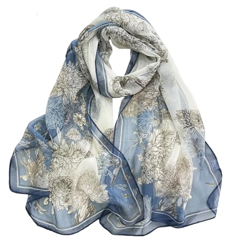 Pokeedioty Fashion Scarfs for Women Lightweight breathable Floral Pattern Sheer Scarfs Sun-proof Shawls Wraps