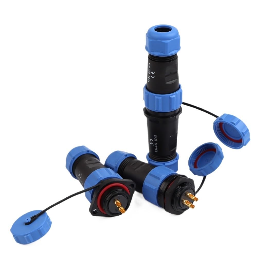 SP21 Nut/Docking Waterproof Connectors 2/3/4/5/7/9/12 Pins Panel Cable Wire IP68 Male/Female Socket(SP21 Docking,1 Set_3P)