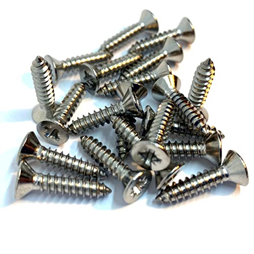 Image of No.8 x 3/4" (4.2mm x 19mm) Pozi Countersunk Self-Tapping Screw DIN7982 - A4 (316) Stainless Steel (Pack of 20)