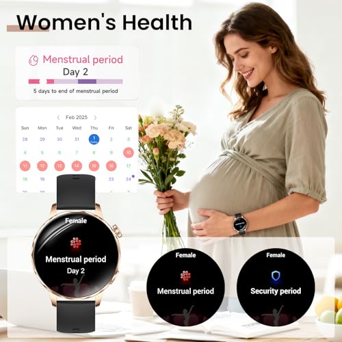 Image of Smart Watches for Women, 1.27'' Smart Watch (Answer /Make Calls) Compatible with iPhone /Android Phones, IP68 Waterproof Fitness Tracker Watch with Sleep Monitor,100+ Sports Modes (Black)