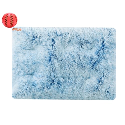 DOTBUY-SHOP Large Dog Bed Washable Plush, Soft Comfy Cat Bed Felt Rectangle Dog Bed Plain, Warm Pet Bed for autumn and Winter, Orthopedic Dog Beds Gift for Dogs and Cats (45X30CM,Tie-dye blue)