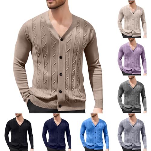 Cambkatl Men's Jacquard Cardigan Sweaters - Slim Fit Button Down V Neck Casual Long Sleeve 2025 Fall Knitted Outerwear2