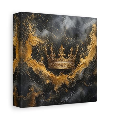 Toile couronne dorée abstraite de qualité premium sur châssis épais 3cm