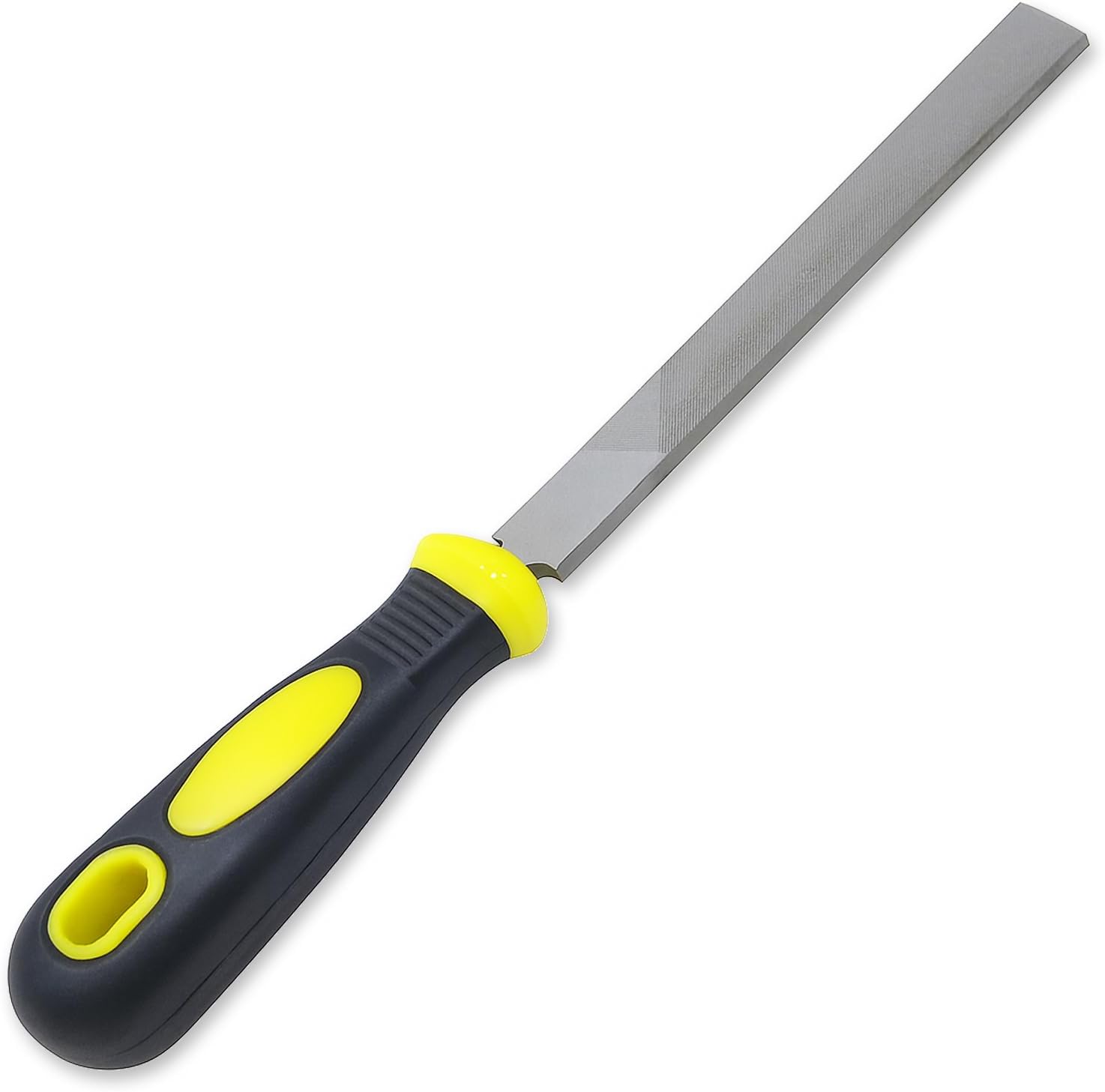 6-inch Flat Hand Metal File with High Carbon Hardened Steel, Ergonomic Grip, Plastic Non-Slip Handle, Suitable for Wood, Plastic, Metal, Model, 3D-Print, etc.