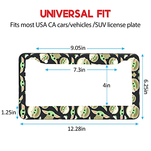 Akkya License Plate Frames For Women Men Car Plate Holder Cover Cute Funny Cartoon Pattern Metal Tag Frame Stainless Steel Car Accessories Front Rear Plate Decor(Green) #TOP3