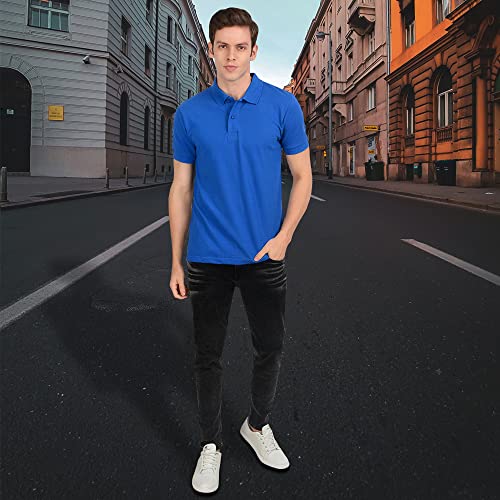 Image of AWG ALL WEATHER GEAR Men's Regular Fit Half Sleeve Cotton Polo T-Shirt Royal