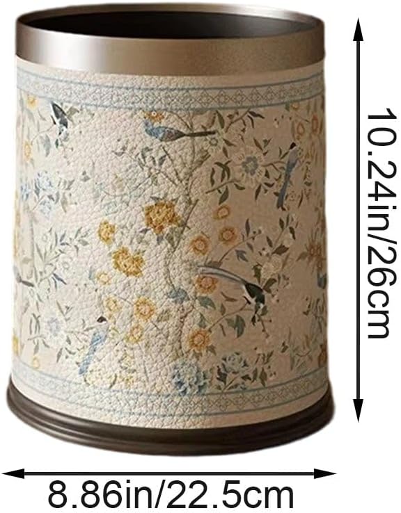 Leather Trash Can Vintage Waste Bin for Household Living Room Sanitary Bucket Waste Container Bedroom Wastebasket