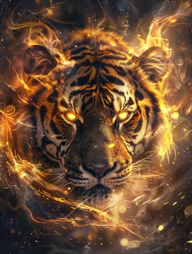 Broderie point de croix animaux tigre pour décorer votre salon canevas 14CT 50x70cm complet
