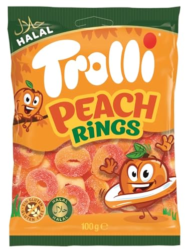 Trolli Peach Rings I Peach flavored Gummy Candy Rings I 100g 3.5 ounce