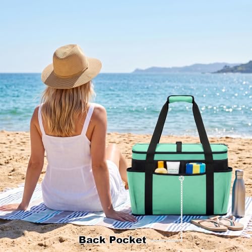 MYDAYS Beach Cooler Bag with Insulated Compartment, Large Mesh Beach Tote Bags Waterproof Sandproof, XL Pool Bag for Men Women, 2-in-1 Travel Vacation Essentials with Wet Pocket & Towel Holder (Green) - image 4