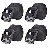 TRIWONDER Sangle à Boucle de Presse 25 mm Courroie de Serrage 2 ou 4 Pièces Sangle d'Arrimage pour Fixation Bagage (2 m, Noir - 25 mm - 4 Pièces)