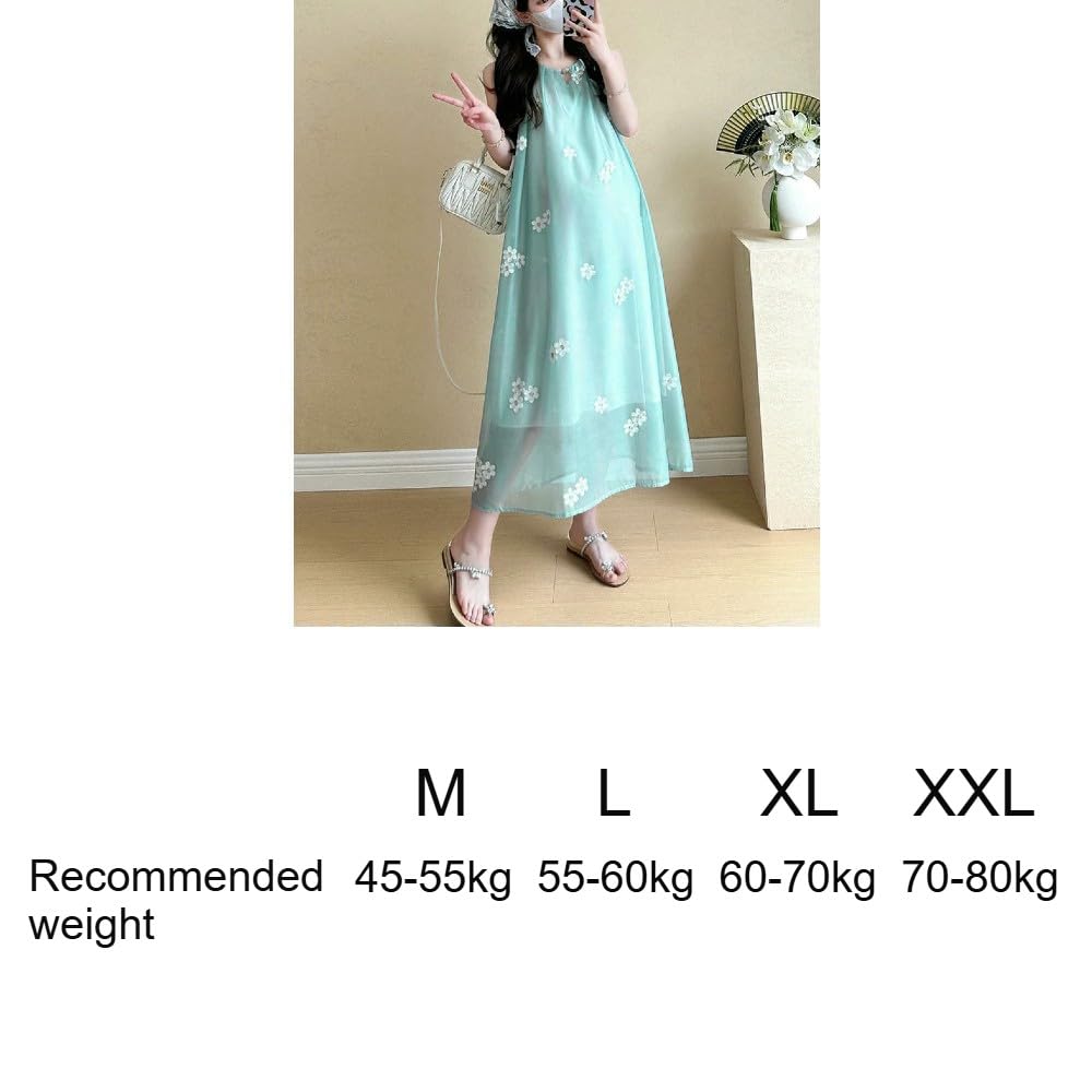 JJDFW letnia sukienka ciążowa szyfonowa z podszewką moda kwiatowy haft bez rękawów kobiety w ciąży plus size sukienka bez rękawów