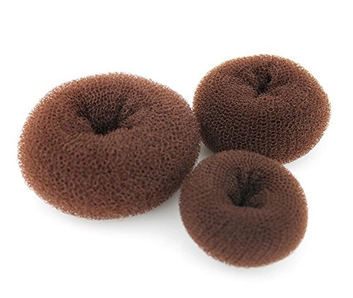 3PCS (1Large+1Middle+1Small) Brown Hair Donut Bun Maker Womens Beautiful Hair Bun Makers Nylon Hair Magic Buns Accessories Foam Sponge Bun Shaper Hair Accessories Instant Hair Snap Bun