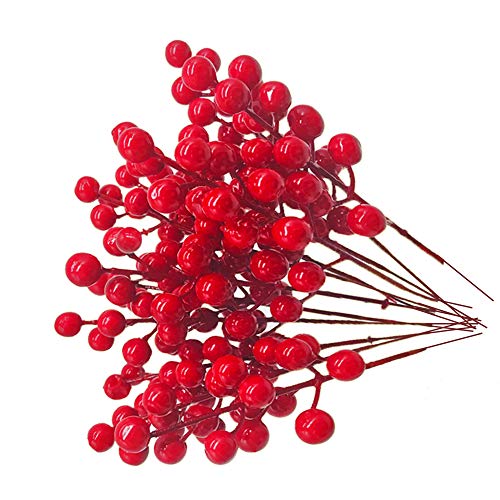24 Pcs Red Berry Stems,Artificial Holly Christmas Berries Picks,Fake Red Berry Branch for Christmas Tree,DIY Wreath,Festival and Party Decor,7.9 inches - Thumbnail 6