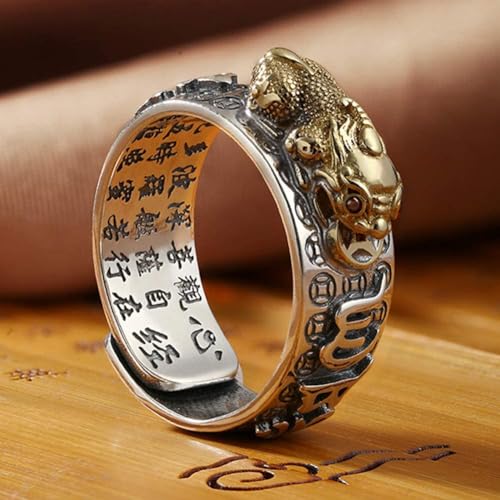 Feng Shui Pixiu Mantra Ring Original，Anillo Feng Shui Pixiu De La, Buddhist Good Luck Amulet Mantra Protection Wealth Love Health Feng Shui Ring Gift3