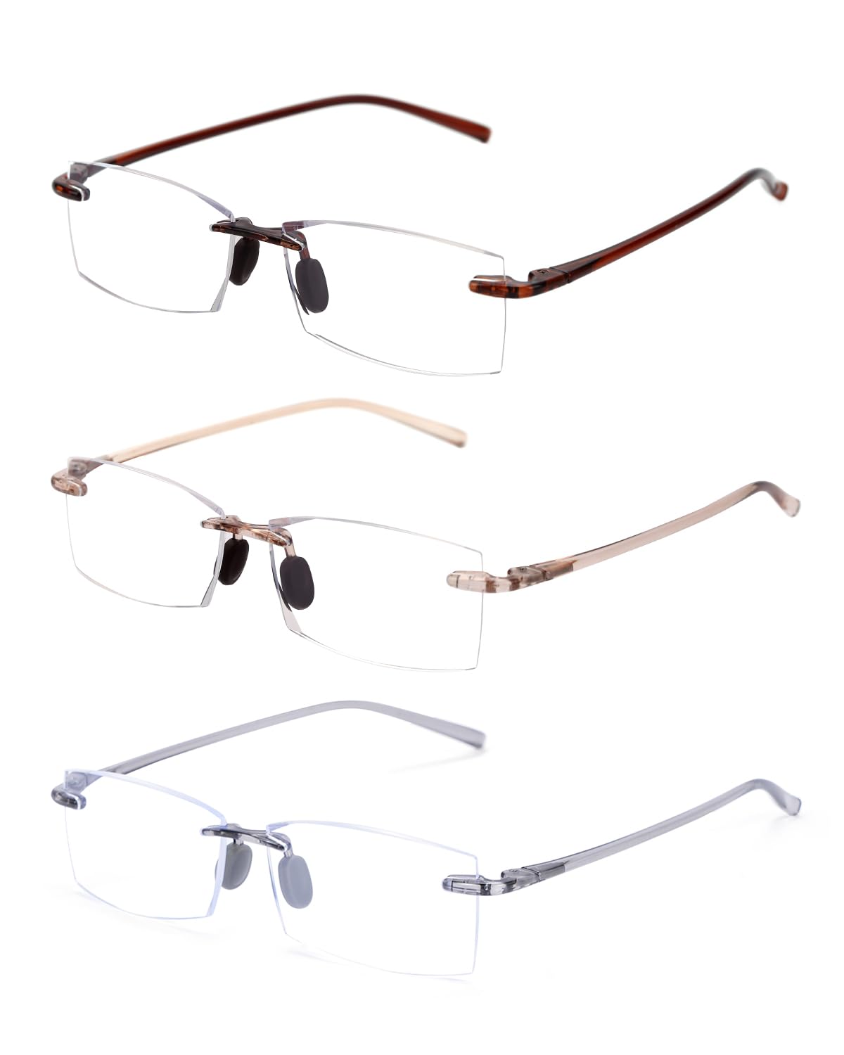 TERAISE Rimless Reading Glasses Comfortable Lightweight Frameless Reader Men Women Blue Light Blocking Computer Eyeglasses