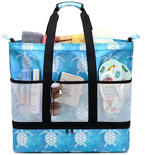 JIANYA Beach Bag Women Waterproof Sandproof Beach Tote Bags with Cooler Top Zipper Large Totes for Pool Travel Daily