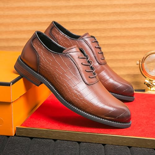Mens Leather Printed Luxury Formal Oxfords Classic Modern Lace Up Business Dress Shoes Wedding Party Brogue Shoes4