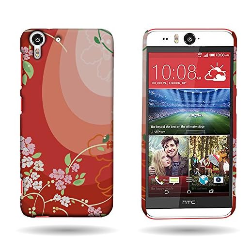 HTC Desire Eye Case, CoverON [Slim FIT] Protective Snap On Cover Customized Design for HTC Desire Eye - Red Flower Blossom