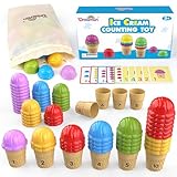 Ice Cream Color Sorting Toys for Toddlers, Montessori Counting Pretend Play Toys - 76 Pieces, Early Math Manipulatives Learning Toys with 10 Educational Number Cards for Preschool Kids (Number)