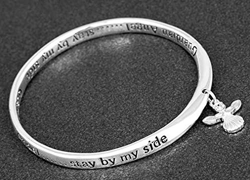 Preisvergleich Produktbild Equilibrium Armreif versilbert "Guardian Angel... Stay by my side" englischsprachige Inschrift (Schutzengel...bleib an meiner Seite)