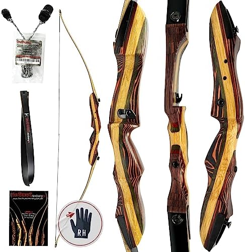 Southwest Archery Tigershark Takedown Recurve Bow – 62″ Recurve Hunting Bow – Right Hand – Draw Weights in 25-60 lbs – USA Based Company – Perfect for Beginner to Pro