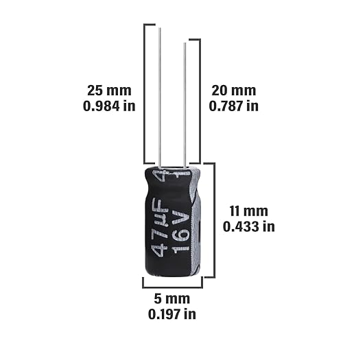 Miniatura 151 de Condensador electrolítico 100uF 63V 0.315x0.472 in 100 UF MFD 63 voltios 0.32x0.47in condensadores de aluminio (paquete de 10)